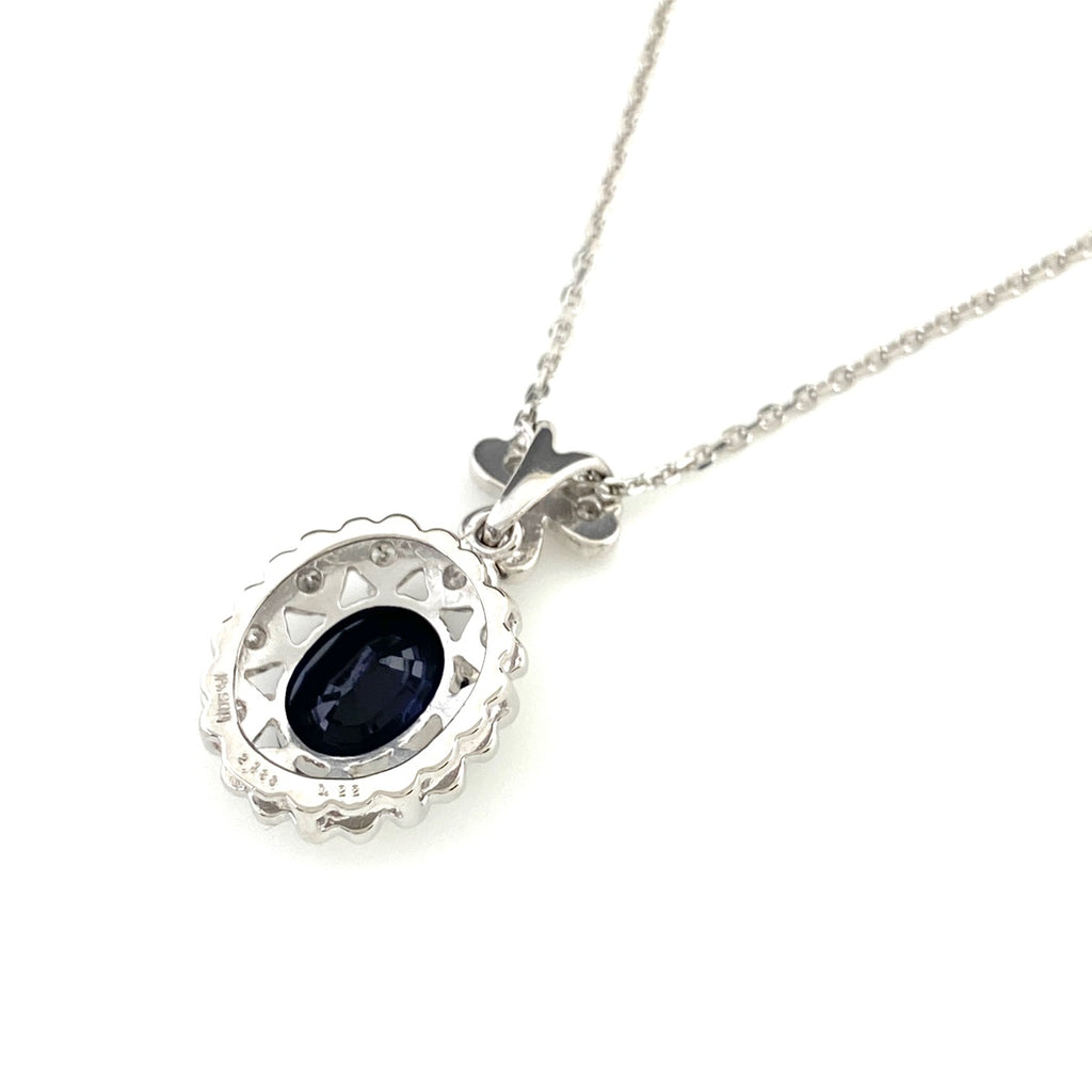 クローバーモチーフ デザインネックレス プラチナ ペンダント メレダイヤ ダイヤモンド 三つ葉 ネックレス Pt900 Pt850 サファイア レディース 【中古】 
 ラッピング可