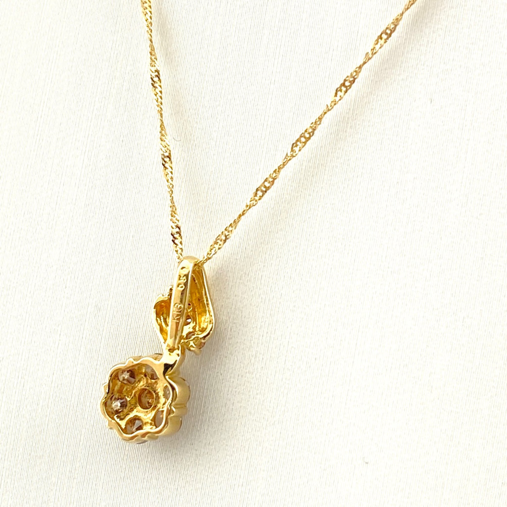 メレダイヤ デザインネックレス YG イエローゴールド ペンダント ネックレス K18 ダイヤモンド レディース 【中古】nbjwl