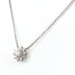 フラワーモチーフ デザインネックレス プラチナ ペンダント メレダイヤ 花 ネックレス Pt900 Pt850 ダイヤモンド レディース 【中古】nbjwl