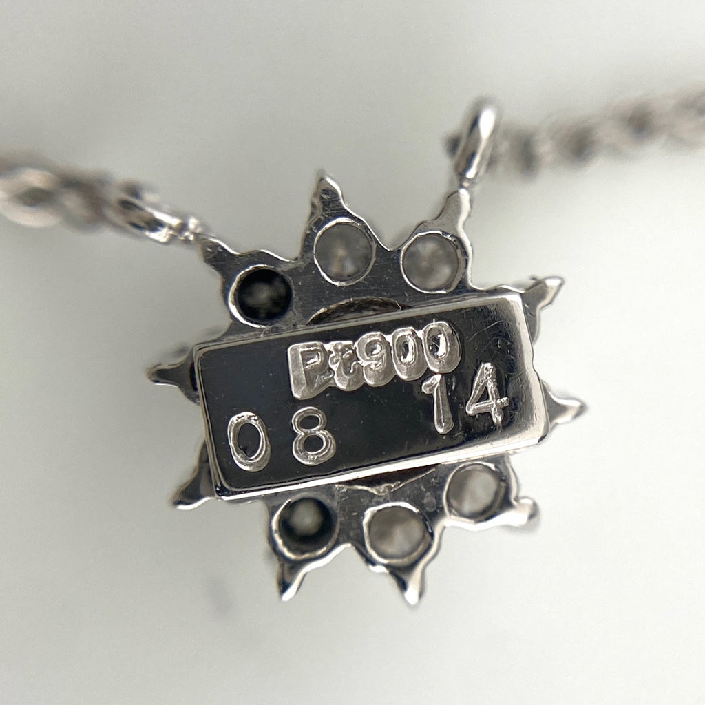 フラワーモチーフ デザインネックレス プラチナ ペンダント メレダイヤ 花 ネックレス Pt900 Pt850 ダイヤモンド レディース 【中古】nbjwl