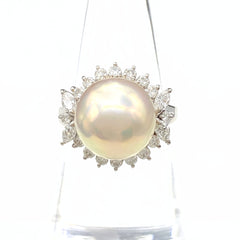 タサキ パール デザインリング プラチナ メレダイヤ 指輪 真珠 リング 13.5号 Pt900 パール ダイヤモンド レディース 【中古】brjwl