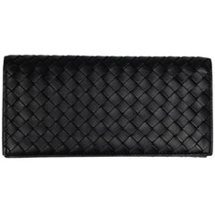 ボッテガヴェネタ イントレチャート 二つ折り 長財布 ナッパ 長財布 レザー ブラック レディース 【中古】brbag