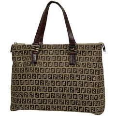 フェンディ ズッキーノ柄 ハンドバッグ 手提げ ハンドバッグ キャンバス ブラウン 8BH138 レディース 【中古】 brbag