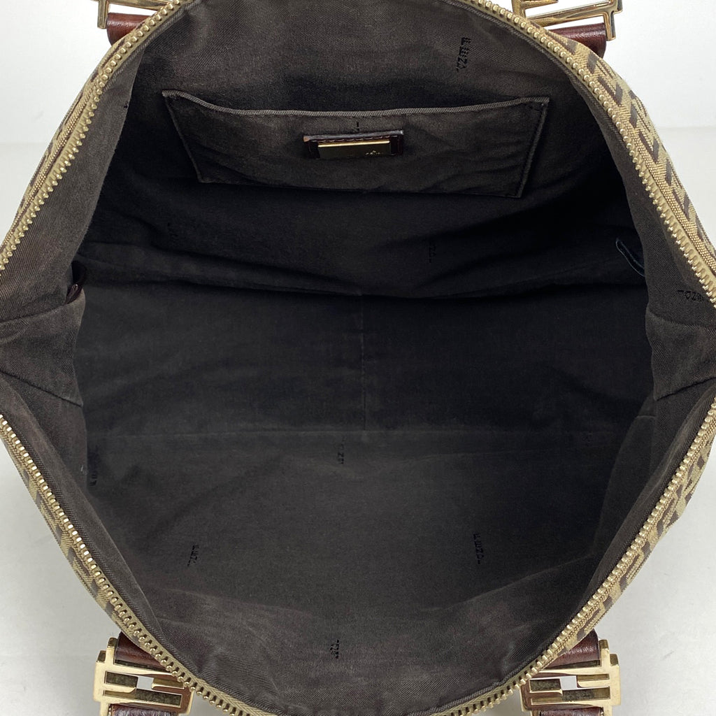 フェンディ ズッキーノ柄 ハンドバッグ 手提げ ハンドバッグ キャンバス ブラウン 8BH138 レディース 【中古】 brbag