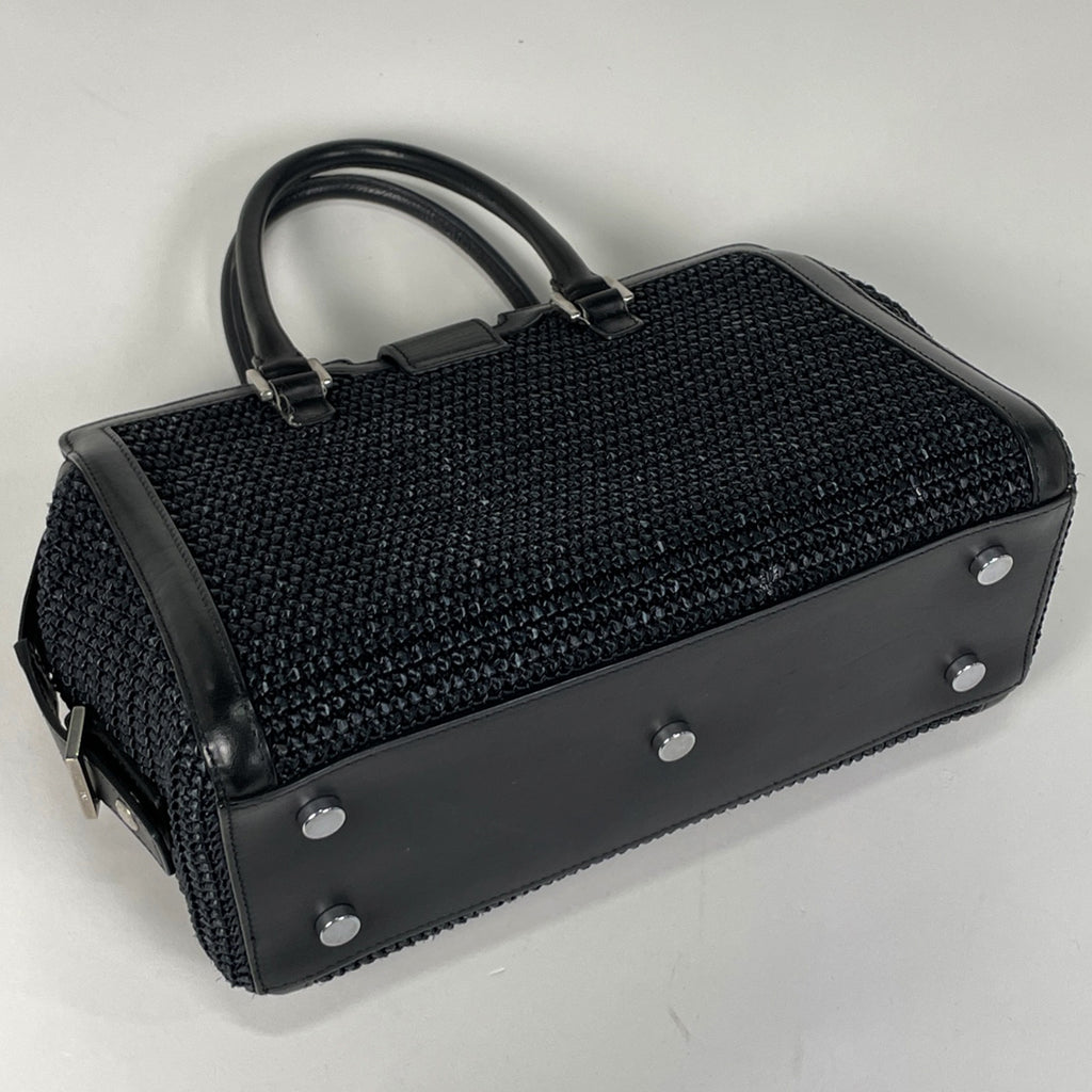 サンローラン ベイビーカバス ハンドバッグ 2WAY ショルダーバッグ ハンドバッグ ラフィア ブラック 424868 レディース 【中古】brbag