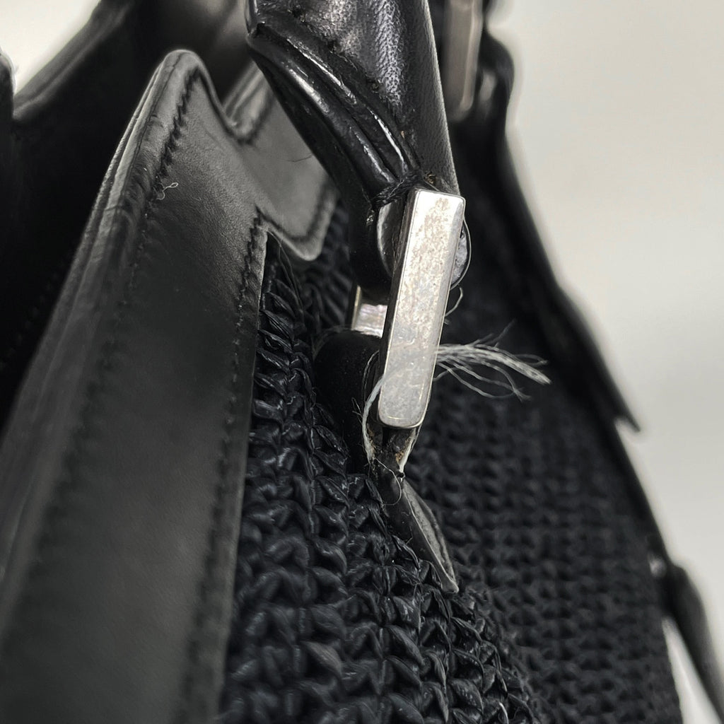 サンローラン ベイビーカバス ハンドバッグ 2WAY ショルダーバッグ ハンドバッグ ラフィア ブラック 424868 レディース 【中古】brbag