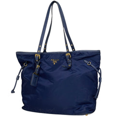 プラダ ロゴ トートバッグ ショルダーバッグ トートバッグ ナイロン ブルー レディース 【中古】 brbag