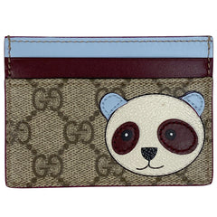 グッチ パンダ ディテール付き バイカラー GG カードケース GG柄 パスケース カードケース コーティングキャンバス レザー ベージュ ボルドー ライトブルー 818769 レディース 【中古】 brbag