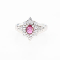 ルビー デザインリング プラチナ 指輪 メレダイヤ リング 7号 Pt900 ルビー ダイヤモンド レディース 【中古】nbjwl