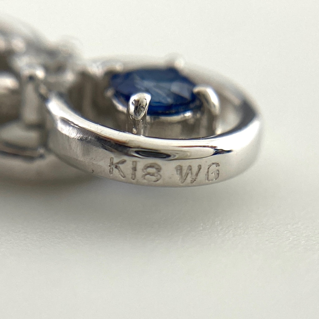 サファイア ペンダントトップ WG ホワイトゴールド メレダイヤ ペンダントトップ K18 WG サファイア レディース 【中古】nbjwl