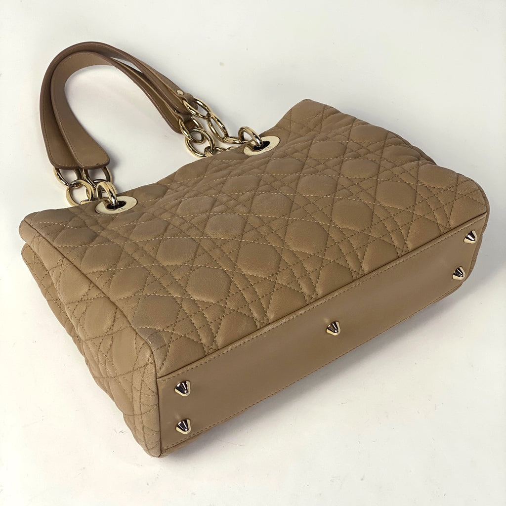クリスチャンディオール カナージュ チェーン トートバッグ ハンドバッグ トートバッグ レザー ベージュ レディース 【中古】 brbag