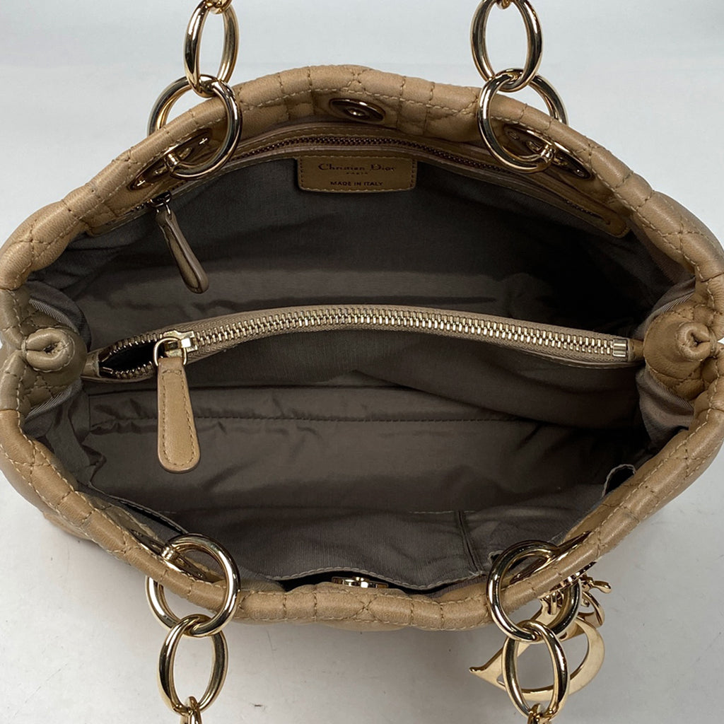 クリスチャンディオール カナージュ チェーン トートバッグ ハンドバッグ トートバッグ レザー ベージュ レディース 【中古】 brbag