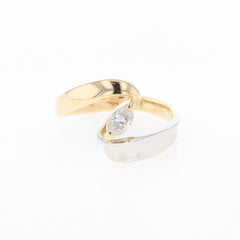 メレダイヤ デザインリング YG イエローゴールド プラチナ 指輪 リング 10.5号 K18 Pt900 ダイヤモンド レディース 【中古】nbjwl