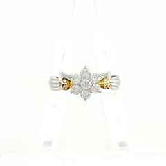 メレダイヤ デザインリング プラチナ YG イエローゴールド 指輪 リング 12号 Pt900 K18 ダイヤモンド レディース 【中古】nbjwl