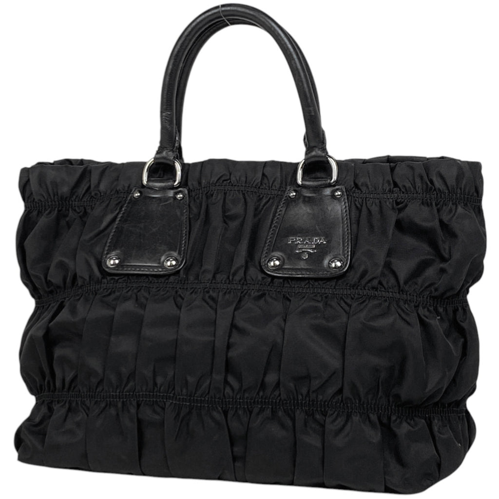 プラダ ロゴ トートバッグ ハンドバッグ ギャザー トートバッグ ナイロン ネロ(ブラック) レディース 【中古】brbag