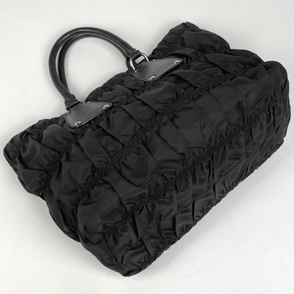 プラダ ロゴ トートバッグ ハンドバッグ ギャザー トートバッグ ナイロン ネロ(ブラック) レディース 【中古】brbag