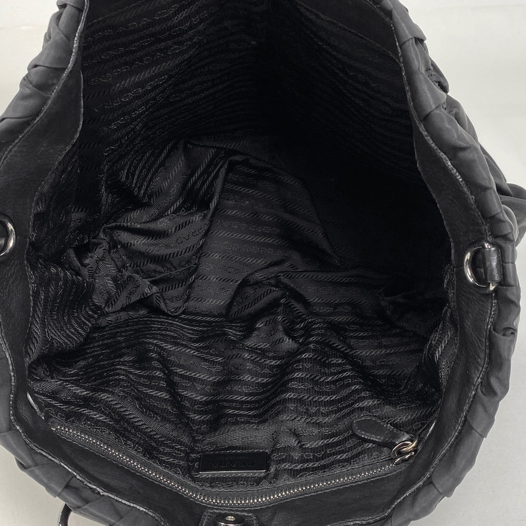 プラダ ロゴ トートバッグ ハンドバッグ ギャザー トートバッグ ナイロン ネロ(ブラック) レディース 【中古】brbag