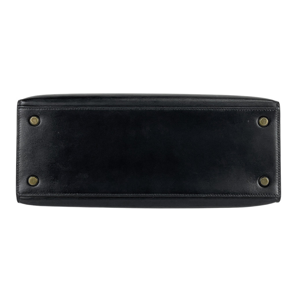 エルメス ケリー 28 外縫い ハンドバッグ ボックスカーフ ブラック 〇H レディース 【中古】brbag