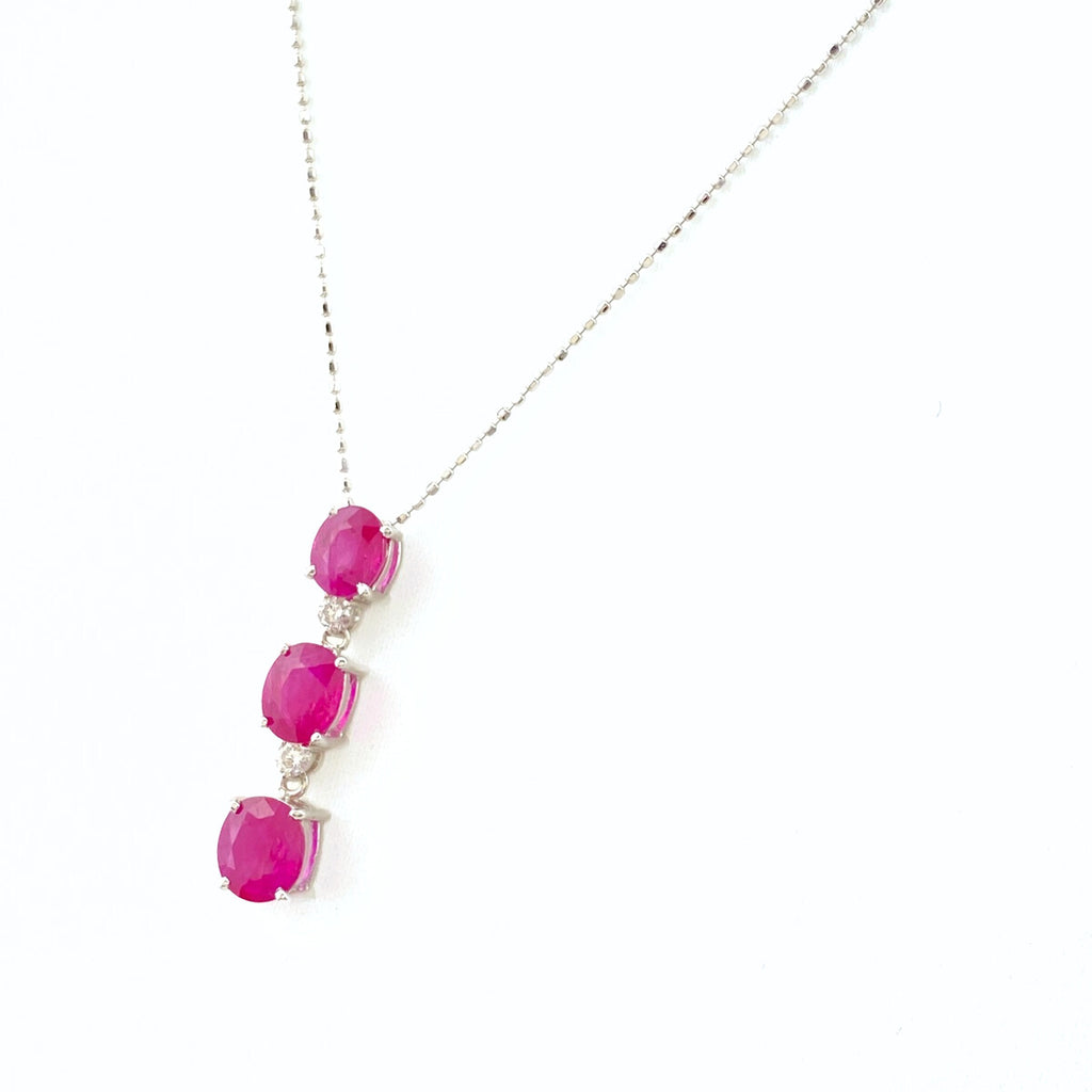 ルビー デザインネックレス WG ホワイトゴールド ペンダント メレダイヤ ネックレス K18 WG ルビー レディース 【中古】nbjwl