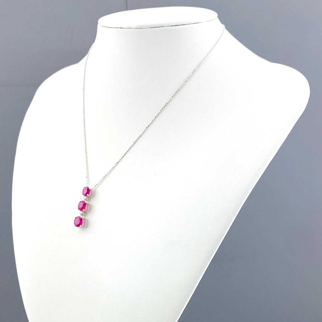 ルビー デザインネックレス WG ホワイトゴールド ペンダント メレダイヤ ネックレス K18 WG ルビー レディース 【中古】nbjwl