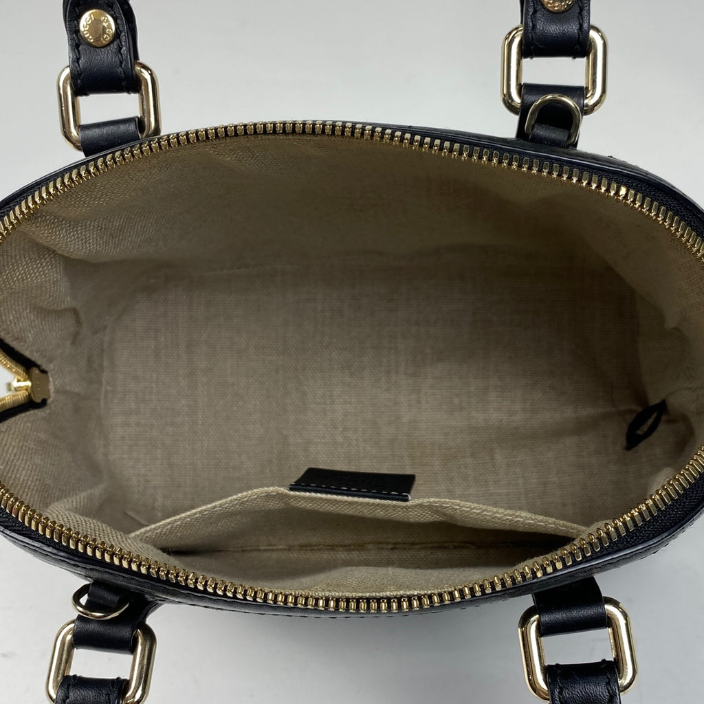 【最終値引き】 グッチ マイクログッチ シマ ハンドバッグ 2WAY ショルダーバッグ シグネチャー ハンドバッグ シマレザー ブラック 449654 レディース 【中古】 brbag