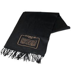 コーチ ロゴ マフラー フリンジ マフラー カシミヤ ブラック レディース 【中古】 brbag