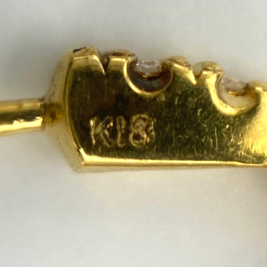 ダイヤモンド デザインピアス YG イエローゴールド ピアス K18 ダイヤモンド レディース 【中古】nbjwl