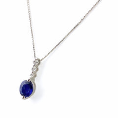 サファイア デザインネックレス プラチナ メレダイヤ ペンダント ネックレス Pt900 Pt850 サファイア レディース 【中古】nbjwl