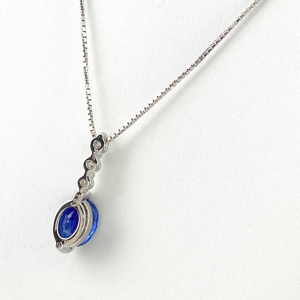 サファイア デザインネックレス プラチナ メレダイヤ ペンダント ネックレス Pt900 Pt850 サファイア レディース 【中古】nbjwl