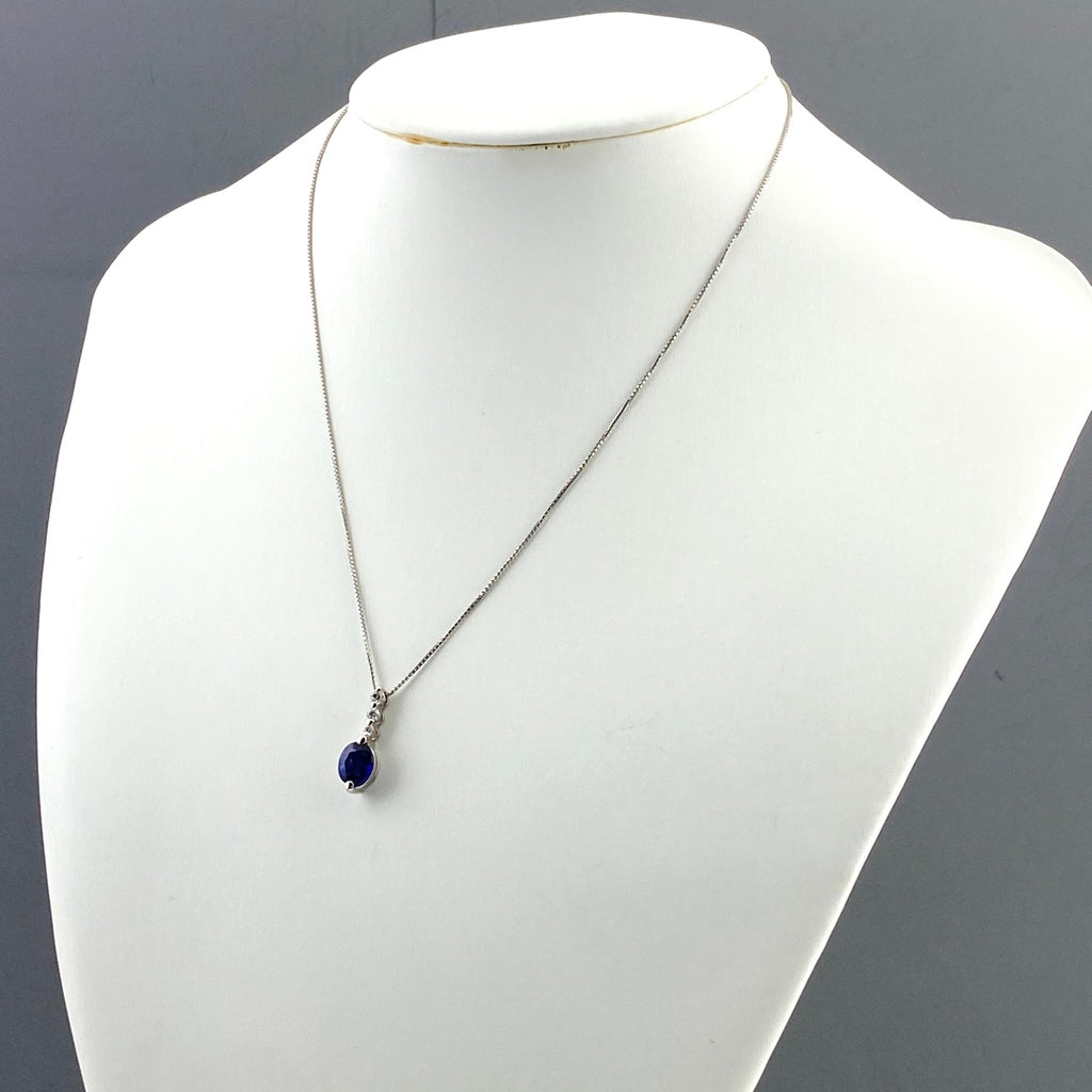 サファイア デザインネックレス プラチナ メレダイヤ ペンダント ネックレス Pt900 Pt850 サファイア レディース 【中古】nbjwl