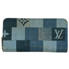 ルイ・ヴィトン ジッピーウォレット モノグラム パッチワーク 長財布 デニム ブルー レッド M44938 レディース 【中古】brbag