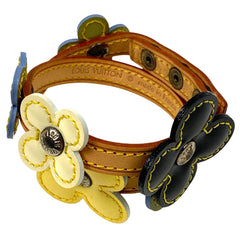 ルイ・ヴィトン フラワーレキシントン ブレスレット 2連 チョーカー エナメル ブレスレット ヌメ革 パテントレザー ベージュ マルチカラー レディース 【中古】bracc