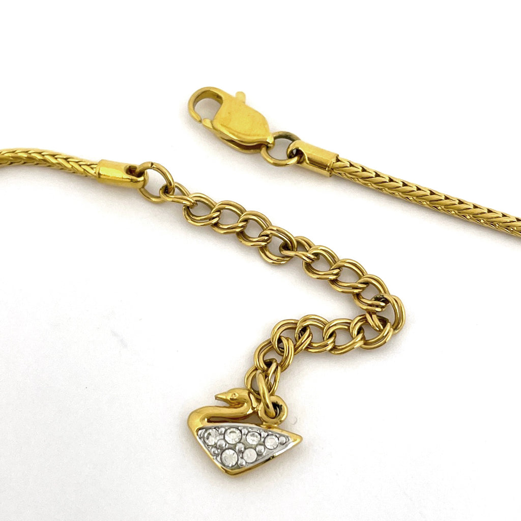 スワロフスキー クリスタル バードモチーフ ネックレス ジルコニア 鳥 ネックレス GP ゴールド レディース 【中古】bracc