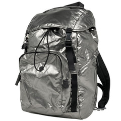 プラダ ロゴプレート リュックサック バックパック デイパック リュック ナイロン シルバー レディース 【中古】brbag