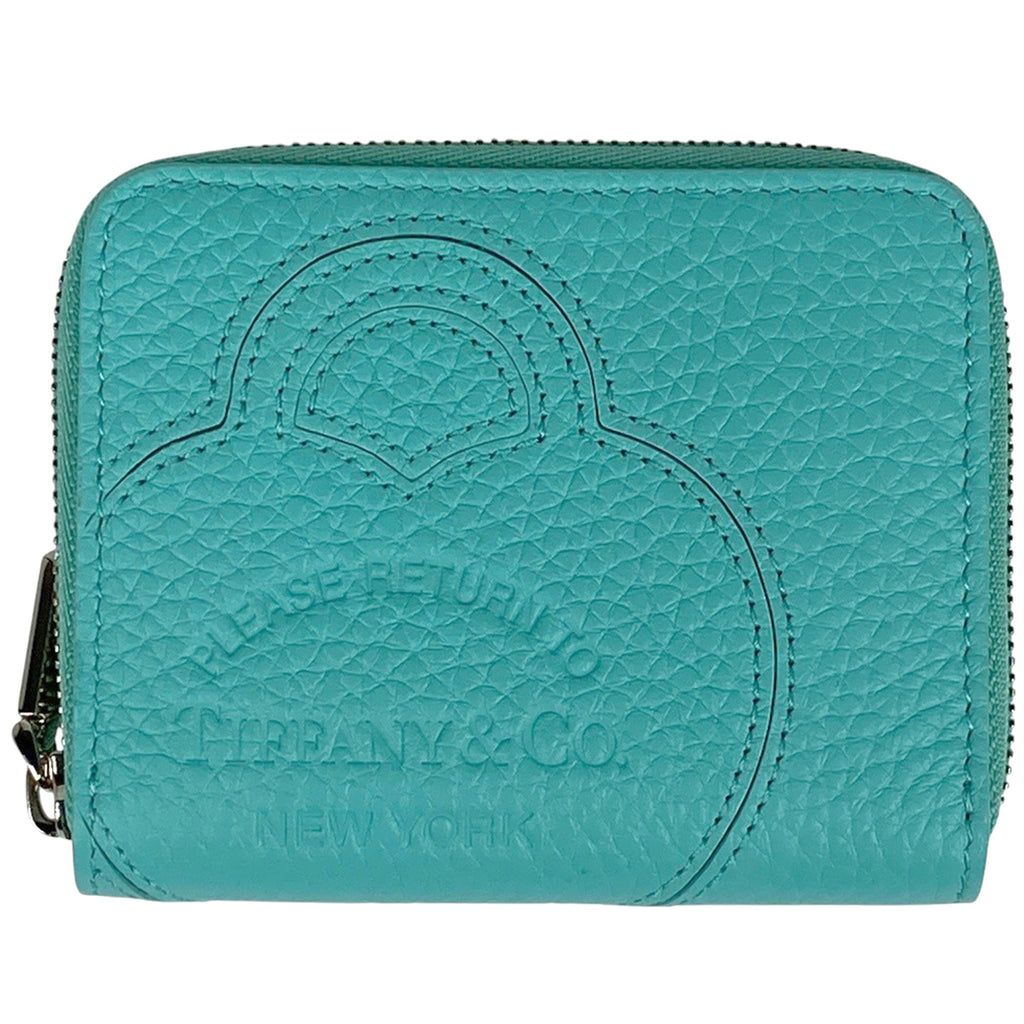 ティファニー ロゴ ラウンドファスナー 二つ折り財布 コインケース 二つ折り財布 レザー ブルー レディース 【中古】brbag
