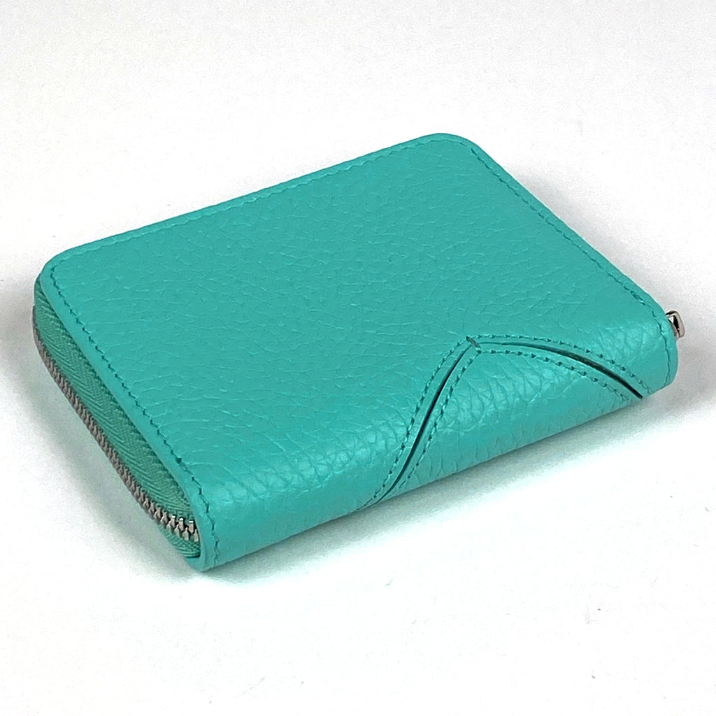 ティファニー ロゴ ラウンドファスナー 二つ折り財布 コインケース 二つ折り財布 レザー ブルー レディース 【中古】brbag