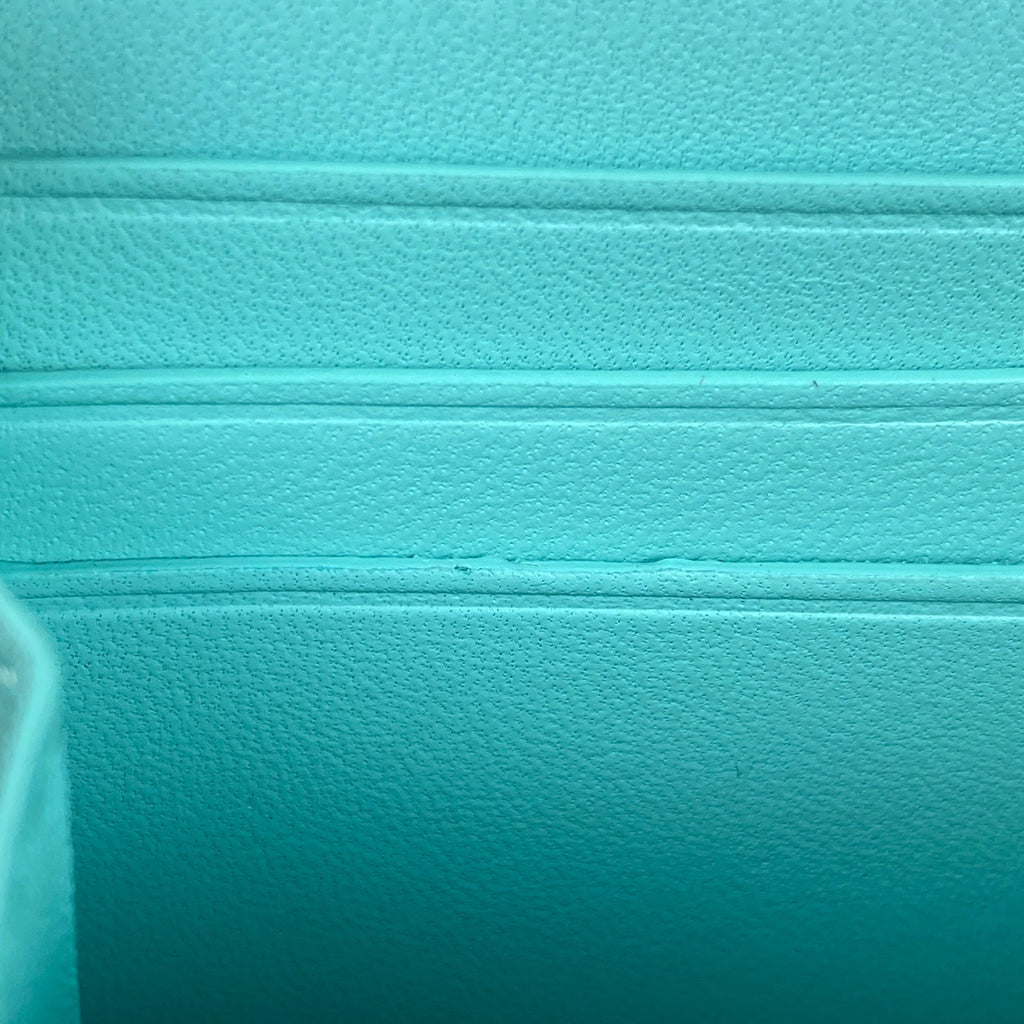 ティファニー ロゴ ラウンドファスナー 二つ折り財布 コインケース 二つ折り財布 レザー ブルー レディース 【中古】brbag