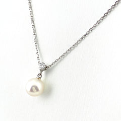ミキモト パール デザインネックレス ペンダント メレダイヤ 真珠 ネックレス K18 パール ダイヤモンド レディース 【中古】brjwl