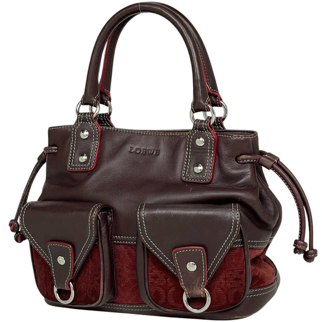 ロエベ ロゴ ハンドバッグ アナグラム トートバッグ ハンドバッグ レザー ボルドー レディース 【中古】 brbag