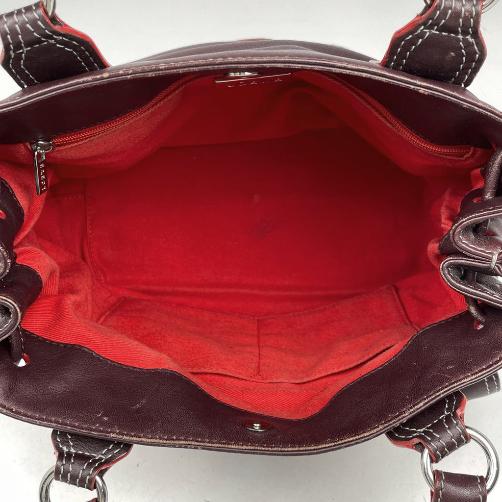 ロエベ ロゴ ハンドバッグ アナグラム トートバッグ ハンドバッグ レザー ボルドー レディース 【中古】 brbag