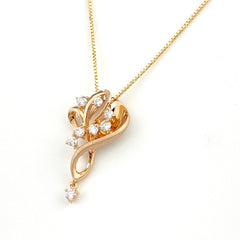 【在庫一掃】 メレダイヤ デザインネックレス PG ピンクゴールド ペンダント ネックレス K18 ダイヤモンド レディース 【中古】nbjwl