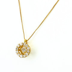 メレダイヤ デザインネックレス YG イエローゴールド ペンダント ネックレス K18 ダイヤモンド レディース 【中古】nbjwl