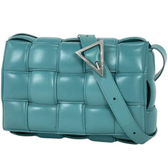 ボッテガヴェネタ パデッド カセット ショルダーバッグ マキシイントレチャート ショルダーバッグ レザー ターコイズブルー レディース 【中古】