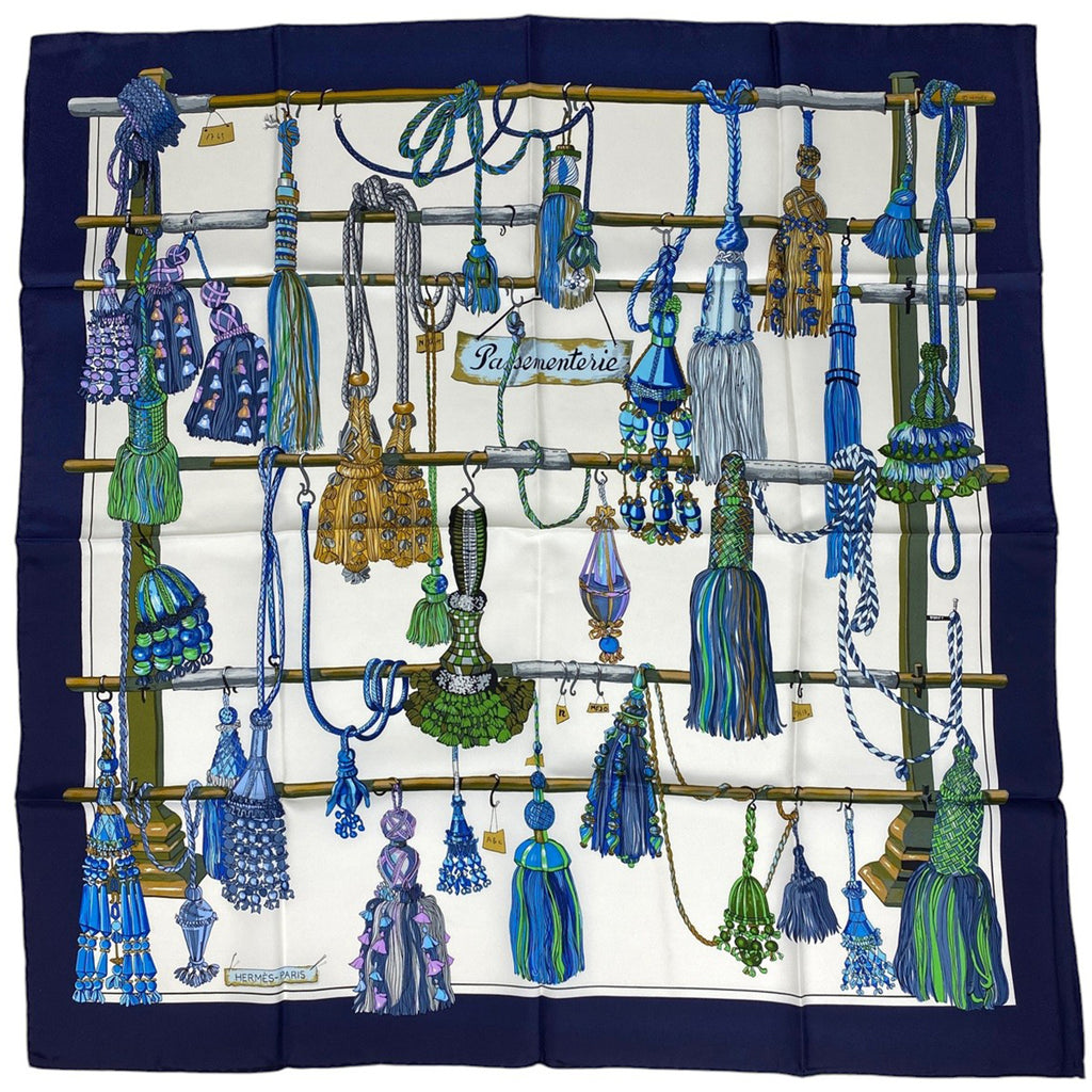 エルメス カレ 90 Passementerie 紐飾り スカーフ シルク ネイビー マルチカラー レディース 【中古】 brbag