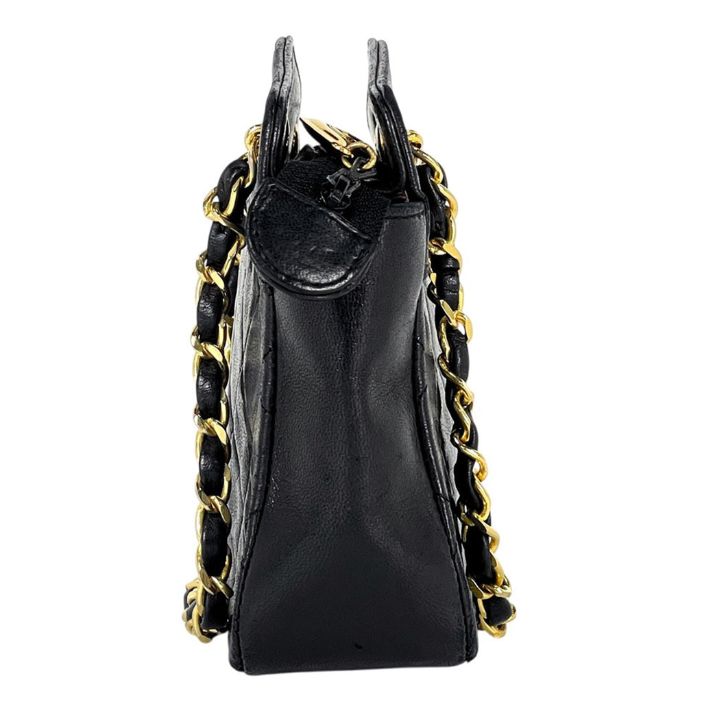 シャネル ココマーク チェーン ハンドバッグ マトラッセ ハンドバッグ レザー ブラック レディース 【中古】brbag