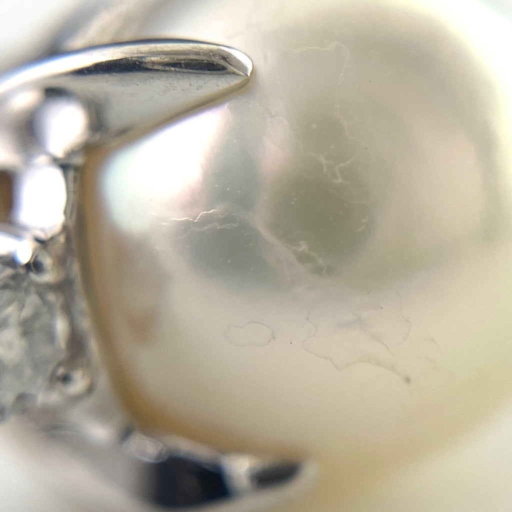 パール デザインリング プラチナ 指輪 真珠 メレダイヤ リング 12号 Pt900 パール ダイヤモンド レディース 【中古】nbjwl