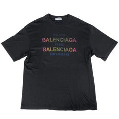 メンズ Tシャツ バレンシアガ 半袖 クルーネック コットン ブラック 中古 brapp