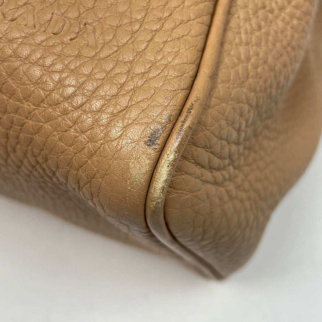 プラダ ロゴ ハンドバッグ 手提げ ハンドバッグ レザー ベージュ レディース 【中古】brbag
