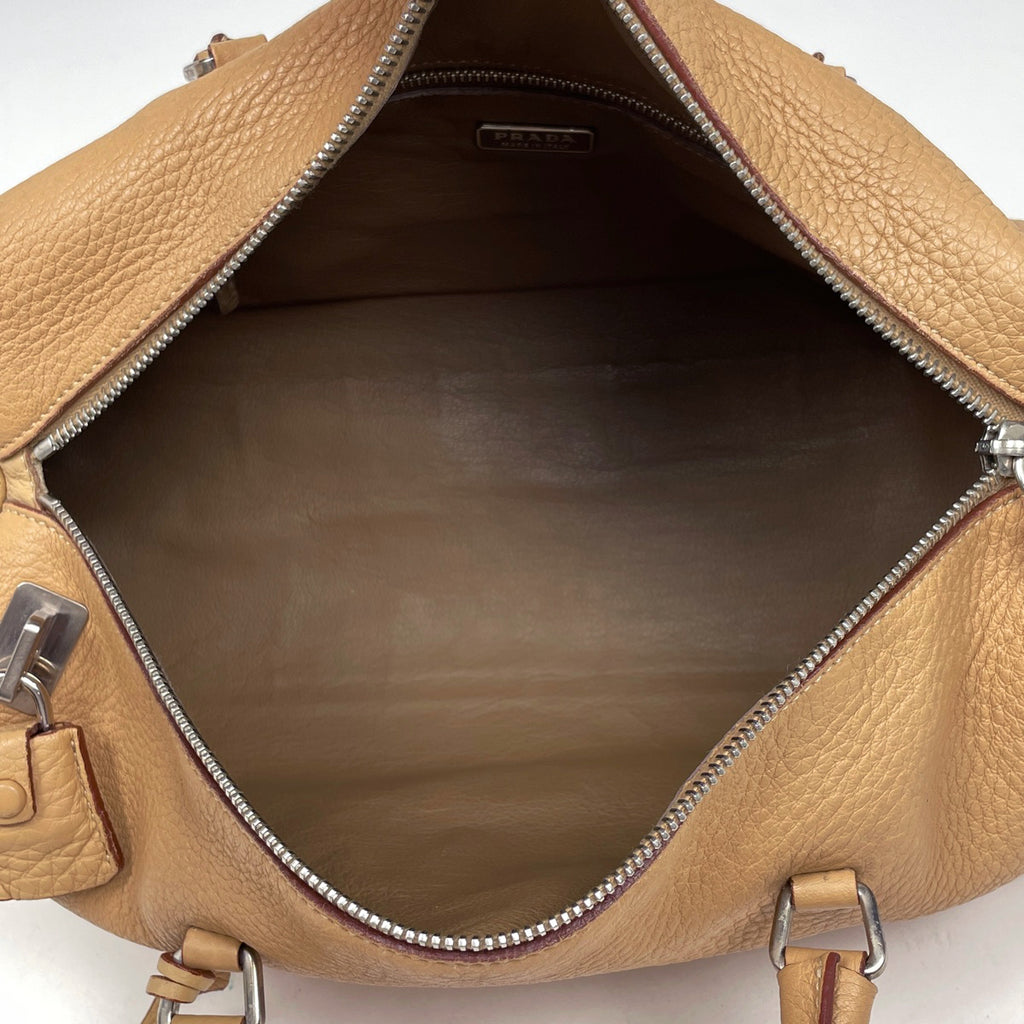 プラダ ロゴ ハンドバッグ 手提げ ハンドバッグ レザー ベージュ レディース 【中古】brbag