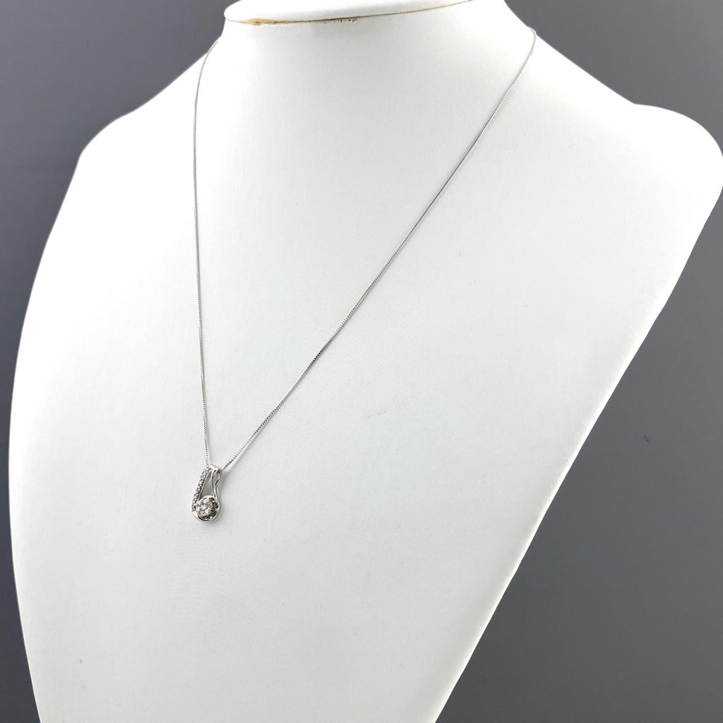 メレダイヤ デザインネックレス WG ホワイトゴールド ペンダント ネックレス K18 WG ダイヤモンド レディース 【中古】nbjwl